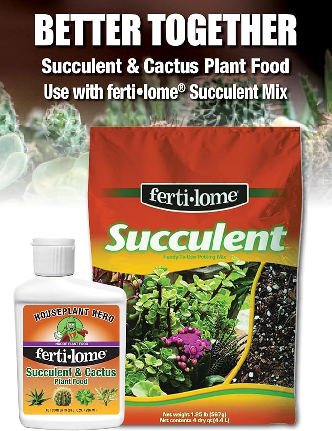 Fertilome Succulent Potting Mix - Fast Draining Versatile Mix with Added Nutrients (4 QT)