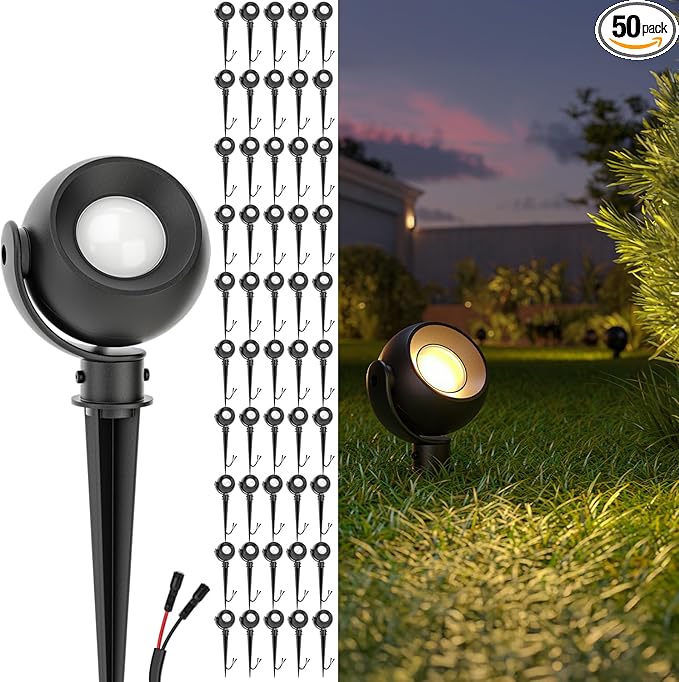 Sunco LED Low Voltage Spotlight Revolver Sphere Shaped Garden Landscape Lights Outdoor [Luces para Jardin] 4W 300 LM 3 CCT: 2700K/4000K/5000K Wet Rated ETL 50 Pack.