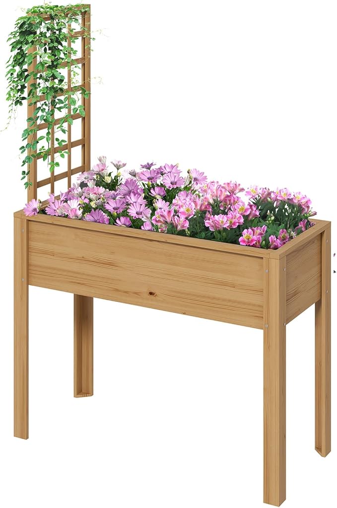 Raised Garden Bed4x2x1ft Oval Metal Planter Box for Planting Outdoor Plants Vegetables Planters Beds Boxes Flower Pots Large Gardening Yard with Legs Porch Window