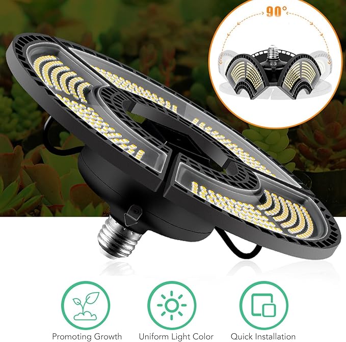 Pilipane Watertight Foldable Plant Light Full Spectrum E26 Grow Lamp for Gardens 100 277V