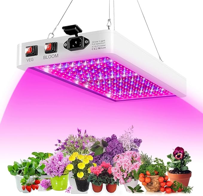 1000W LED Grow Lights Double Chips Full Spectrum Daisy Chain 3 Modes Timer Plant Light for Greenhouse and Indoor Plant Veg and Flower Growing216 LEDs