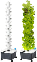 Vertical Hydroponics Growing SystemAeroponic Grow Tower for Herbs Fruits and Vegetables 14 Layer 70 Plants Sites with Movable Water Tank Hydrating Pump Timer Adapter