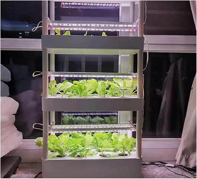 Hydroponics Growing System Indoor Home Used Hydroponic Tower Growing System Grow Planter Box 3Layers Aeroponic System Indoor Vertical Garden Tower with Led Light Hydroponic Tower (Color : Bi