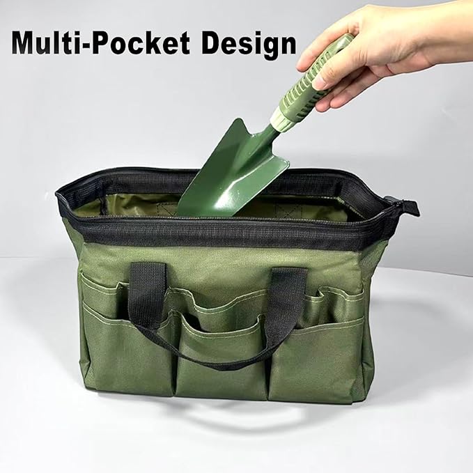 5PCS Garden Tool Set Gardening Tools with Non Slip Rubber Grips and Ergonomic Structure with Storage Bag for Digging Weeding Loosening Soil Transplanting