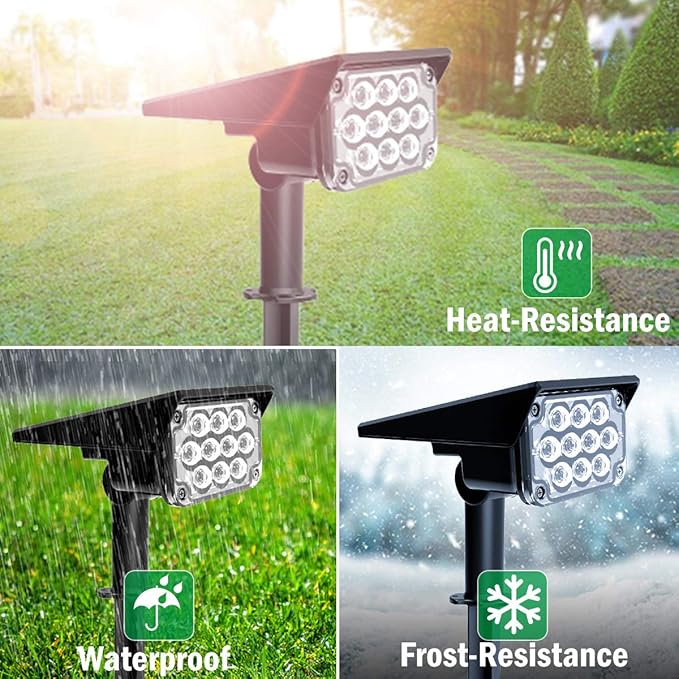 Outdoor Solar Landscape Spotlight 2 Lighting Modes with High and Low Brightness Green &amp RGB LED Adjustable