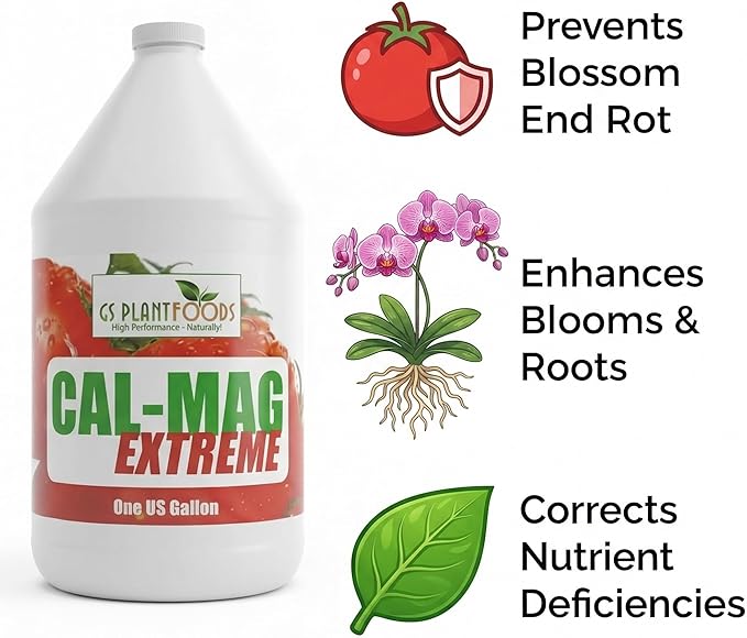 GS Plant Foods Cal-Mag Extreme Liquid 1 Gallon Fertilizer with Calcium Magnesium Iron and Sulfur Supplement Corrects Secondary Nutrient &amp Trace Element Deficiencies N-P-K of 2-0-0