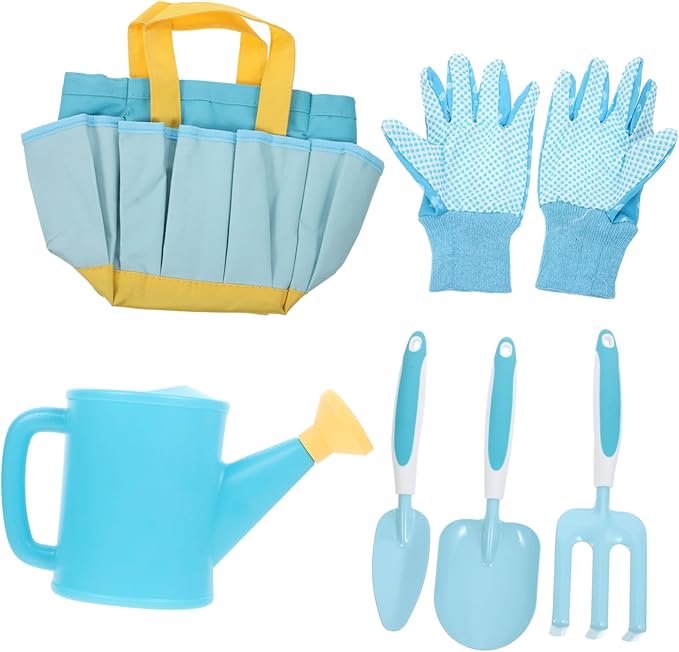 Boy Girl Gardening Tools Set Plastic Gardening Shovel Rake Trowel Watering Can for Comfortable Grip for Boy Garden Activities