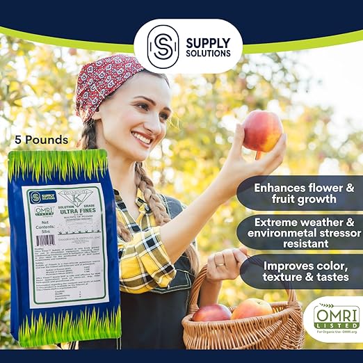 Supply Solutions Sulfate of Potash 0-0-50 - Organic Potash Fertilizer - Suitable for Fertigation Drip Systems Foliar Hydroponics Greenhouse Use - Ideal for Flowers Fruits Gardens (5 Pounds)