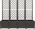 4 PCS Raised Garden Bed Planter Boxes Outdoor Planter with Trellis 63 L x 15.7 W x 56 H Planters for Climbing Plants - Interlocking Design Plant Box for Backyards Terraces Vegetables Flowers