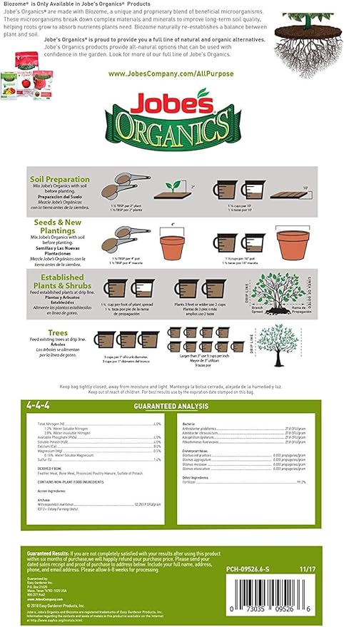 Jobe’s Organics 09526 Organic All Purpose Granular Fertilizer 4-4-4 4 lb (Тwo Рack)