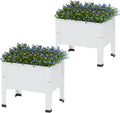 aboxoo 2 Packs 14 Inch Small Planter Raised Garden Bed with LegsOutdoor Metal Planter Box for PatioElevated Garden Bed for Vegetables Flower Herb(White)