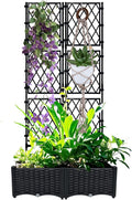 Planter with Trellis - Raised Garden Bed with Trellis 75.5x31.5x16 Privacy Screen Planter Box with Drainage Hole Outdoor Raised Garden Bed for Climbing Plants