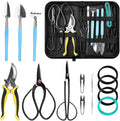 15Pcs Garden Tools Set Succulent Gardening Trimming Kits High Steel Bonsai Tools Set Includes Gardening Bag Hand Rake Shovels Scissors Pruning Shears Wire Gardening Gifts