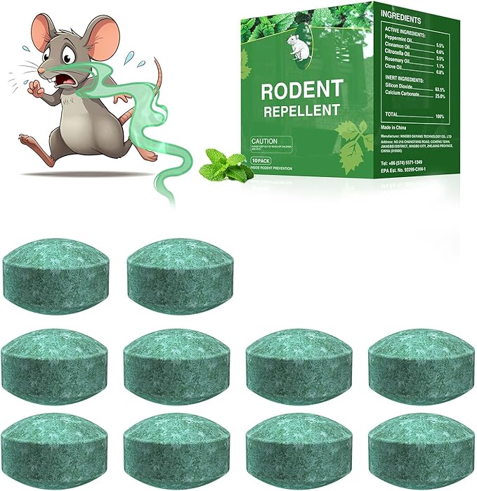 Mouse Rodent Repellent 10 Pack Peppermint Oil Mouse Traps for Rat Mice Ant Roach Spider Squirrel Nature Mouse Deterrent for Indoor Outdoor Use for Garden &amp Home Family &amp Pet Safe