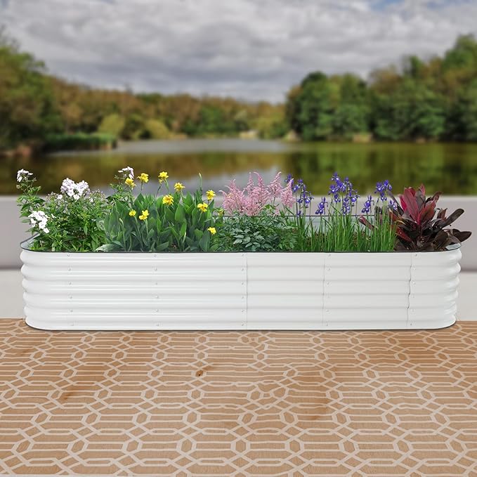 14 in 1 Galvanized Raised Garden Bed Kit 112x23x17 inch Tiered Raised Planter Bed Galvanized Planter Garden Boxes