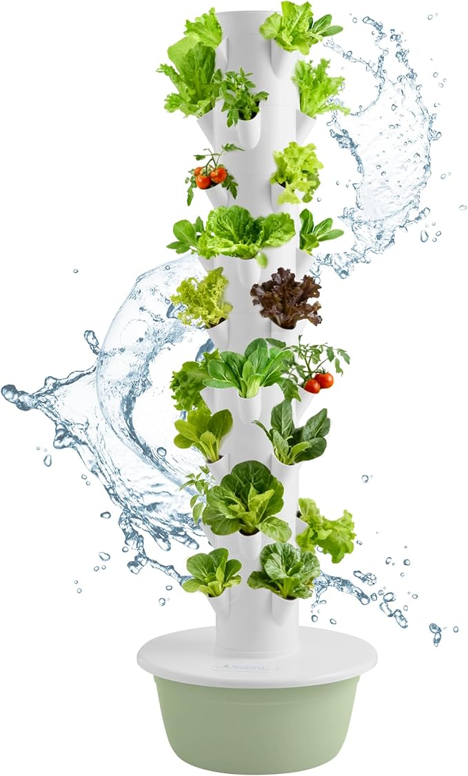 Vertical Hydroponic Growing Tower 36-Plant Indoor &amp Outdoor Hydroponics System with Auto Watering Pump Adjustable Height Space-Saving Soilless Garden for Vegetables Herbs &amp Fruits (9 Layer