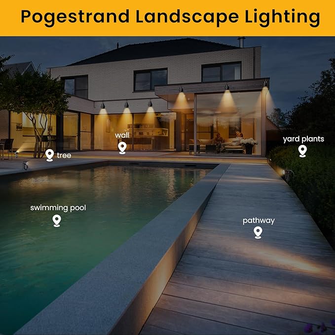 Low Voltage Landscape Lighting10 Pack Outdoor LED Landscape Spotlights with Transformer 27V Garden Lights Pathway Lights IP65 Waterproof 3000K Warm White