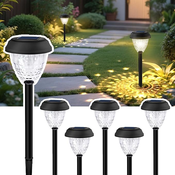 Super Bright Solar Light Waterproof 6 Pack Up to 12 Hours of Solar Outdoor Access Garden Light Automatic on/Off LED Landscape Lighting Decorate Walkways Courtyards Terraces