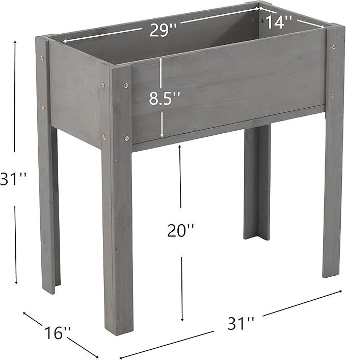 31x31x16 inch Raised Garden Bed with Legs Elevated Wooden Planter Box for Outdoor Plants Flowers Fruits Vegetable Herb Growingg