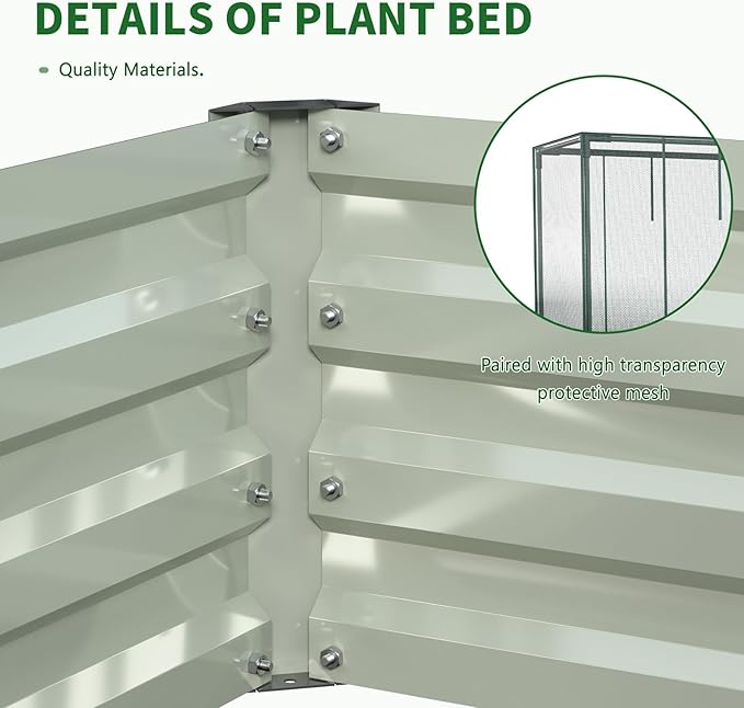 Galvanized Raised Garden Bed with Crop Cage Plant Protection Net Tent Kit for Garden Plant 82.7x43.3x 59 Plants Protection Tent Cage Metal Planter Box Bottomless Planting Vegetables Outdoor