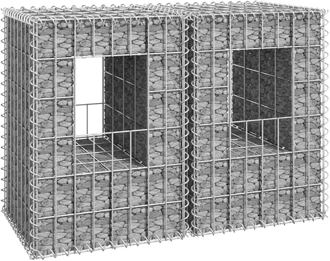 2pcs Galvanized Steel Gabion Basket Post/Planter Raised Bed Gabion Raised Bed to Fill with Rocks or Gravel Stable Durable Gabion Post 15.7x15.7x23.6 -AA