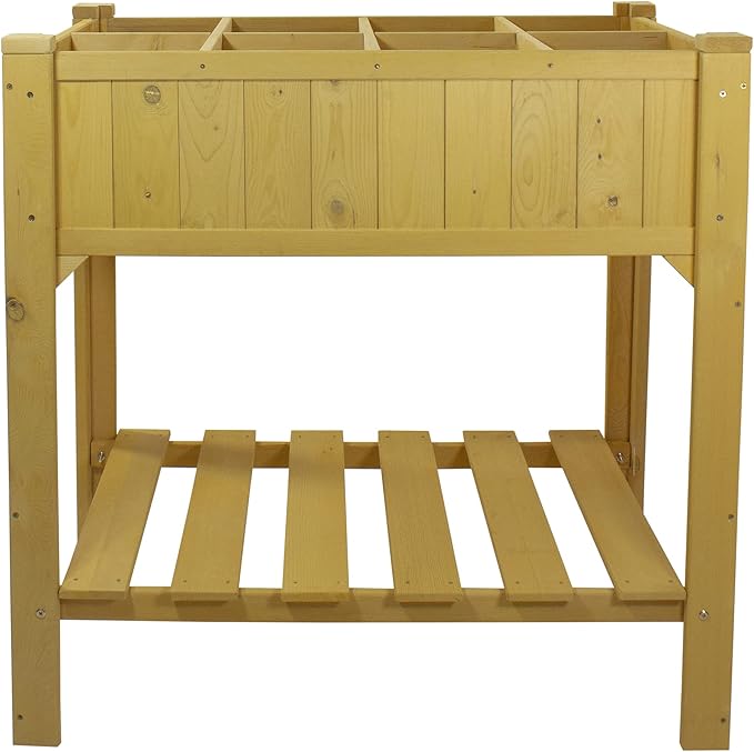 3ft Wooden Raised Garden Bed Planter Box with Shelf