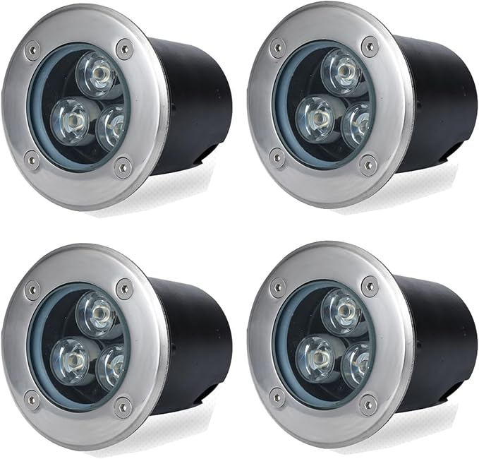 4 Pack LED Underground Lamp Outdoor Ground Light IP66 Waterproof s AC85-110V for Garden Path Yard Step Fence Landscape Spotlight