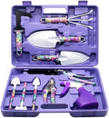 10 PCS Garden Hand Tools Set Planting KitGarden Work Tool with Carrying Case Gardening Tools with Water Proof and Never Mould ToteHandle Rake Weeder Trimmer Scissors Garden Hand Tool Belt Suitcase