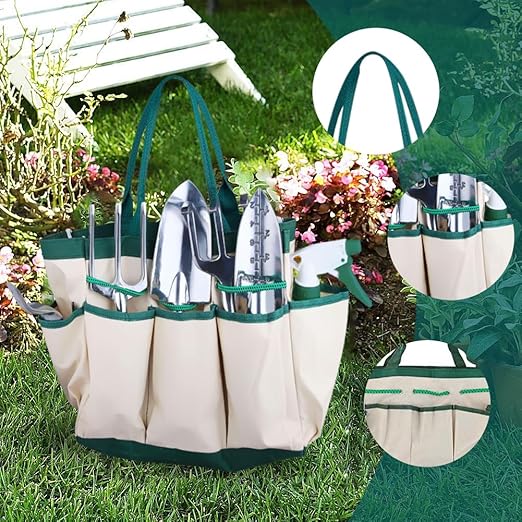 FAMILY'S BACKYARD Gardening Tools Set9 pcs Gardening Gifts for Women and ManGardening Hand Tools Garden ToolsHeavy Duty and Lightweight Aluminium Alloy Tools with Ergonomic Handle.