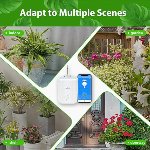 Indoor/Outdoor Automatic Plant Watering System - GreenVation 2.4GHz WiFi Sprinkler Timer Self-Watering Device a Smart Automatic Drip Irrigation Kit Suitable for Potted Plants