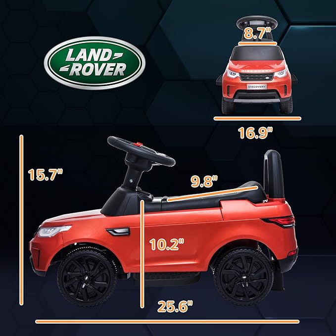 Qaba Land Rover Licensed 6V Ride on Push Car 2 in 1 Sliding Car Battery Powered Electric Car for Kids with Headlights Music Horn for 18-60 Months Red