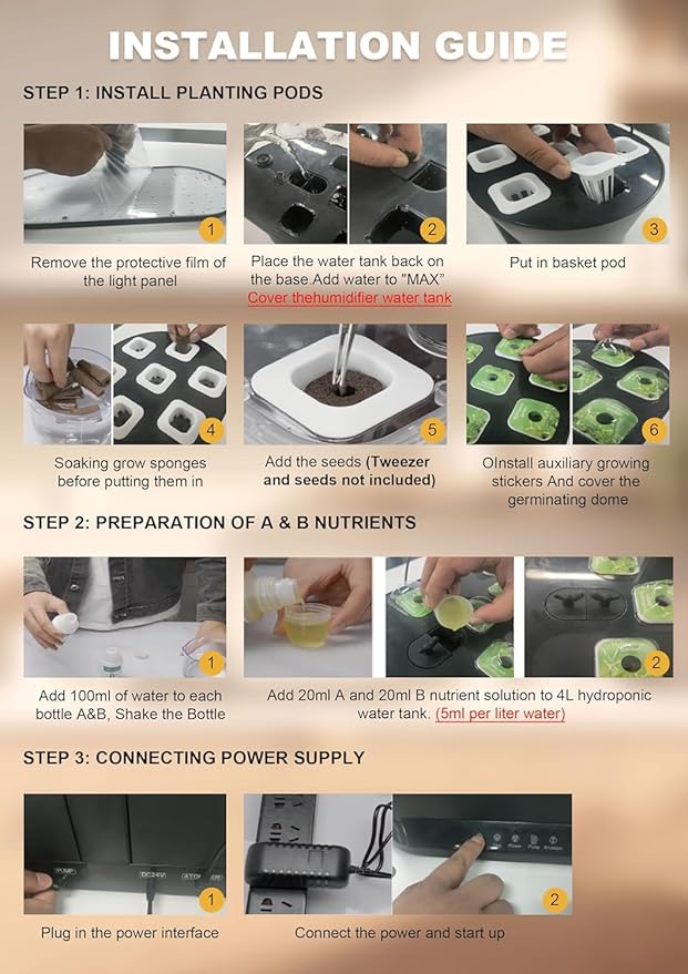 Hydroponics Growing System Mist Humidifier 11 Pods Indoor Garden Plant Germination Kit with LED Full Spectrum Grow Light Auto Timer Adjustable Height Smart Hydrophonic Planter