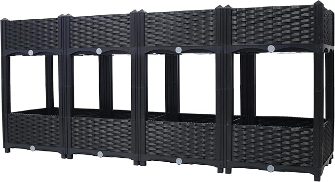 Planter Raised BedsElevated Planter Garden Box with Drainage Plug Raised Garden Beds for VegetableFlowerBlackHerb