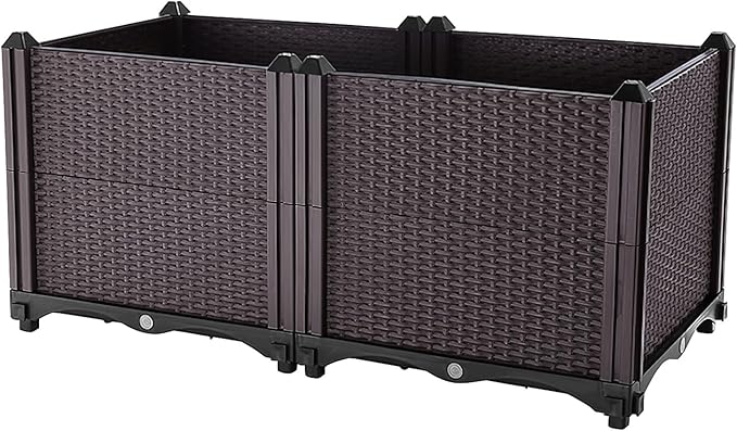 Raised Garden Bed Planter for Outdoor Plants Plastic Planters Box Elevated Garden Boxes Plant Pots of Garden Patio Balcony Deck to Planting Flowers Vegetables Tomato and Herbs