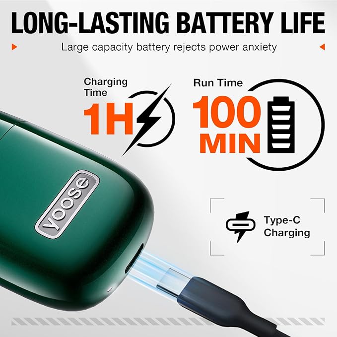 yoose Nose Hair Trimmer 2.0 Alloy Portable Painless Nose Hair Trimmer for Men Women IPX7 Waterproof Travel Size USB-C Rechargeable Nose Trimmer with Dust Protection Cap Dual Edge Blade Green