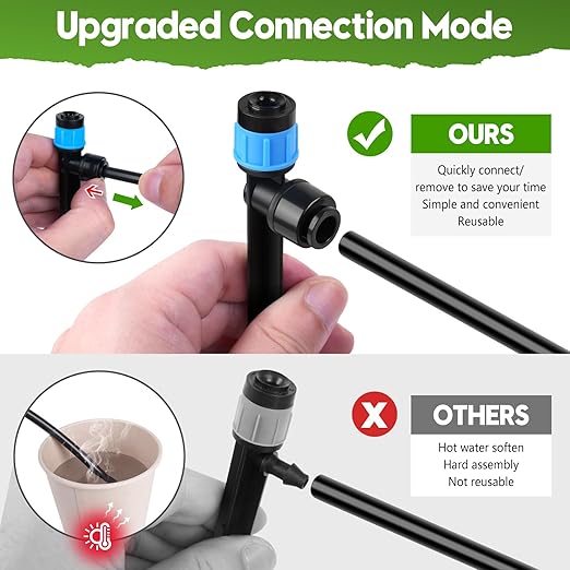 240FT Drip Irrigation System for Garden 2026 Upgraded Quick-Connect Automatic Garden Watering System with 1/2 &amp 1/4 Tubing and Adjustable Nozzle Emitters for Greenhouse Yard Lawn Raised Bed