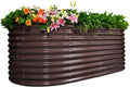 A ANLEOLIFE 30 Extra Tall Galvanized Raised Garden Beds Outdoor 8x4x2.5ft Oval Metal Planter Boxes for Planting Vegetables Flowers Fruits Eco-Safe &amp Easy Setup CaféBronze