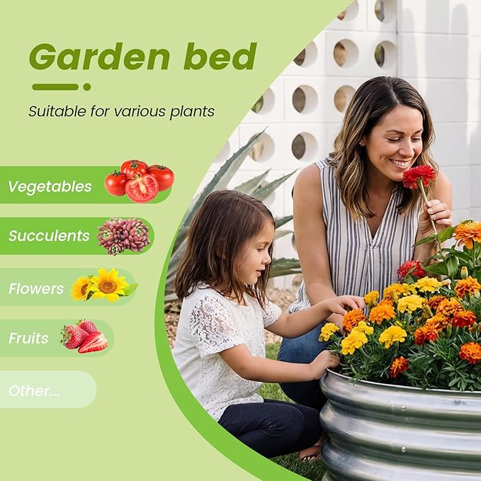 AHEONLAR 3Pack 2x2x1 ft Round Galvanized Raised Garden Bed Kit Round Metal Flower Box Large Planter Raised Beds Outdoor Garden for PlantingFruitHerb-Sliver