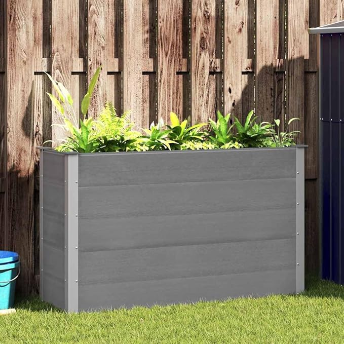vidaXL Garden Raised Bed WPC 150x50x91cm Grey Outdoor Lawn Flower Pot Raised Bed