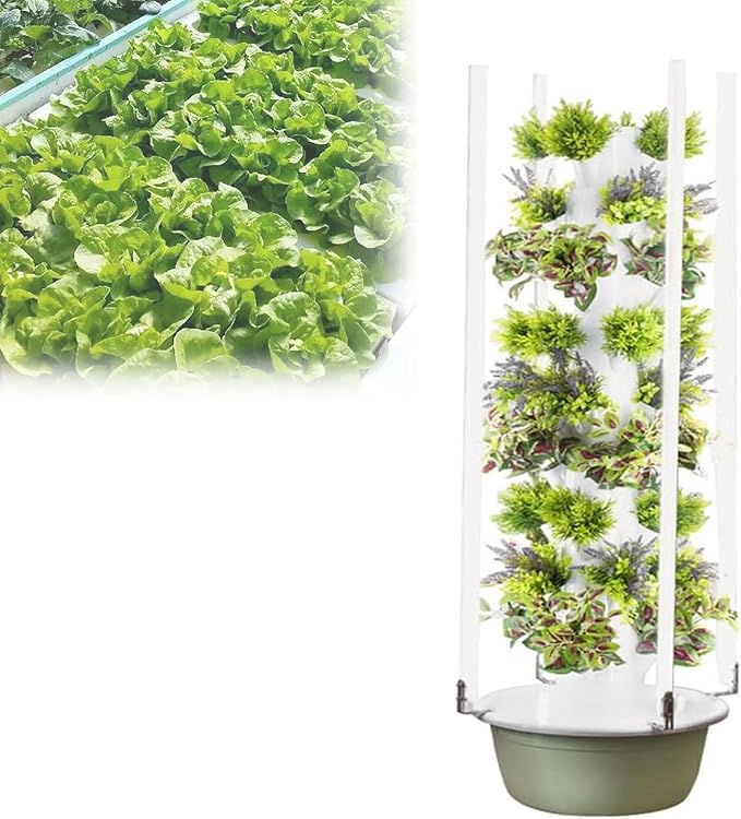 Hydroponics Growing System Tower Hydroponic Tower Aeroponic Tower Garden System with 30L Tank 20-36 Holes Soilless Cultivation Vertical Hydroponic Garden Tower7Layer