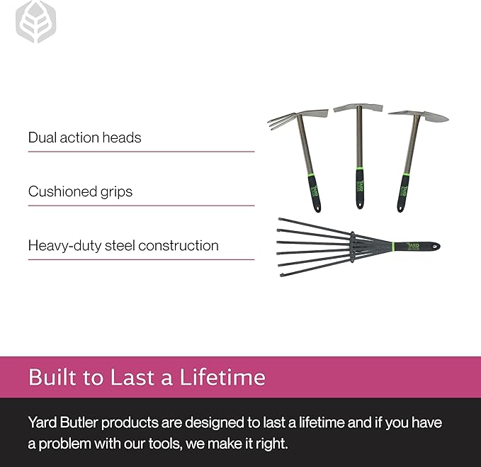 Yard Butler Terra Tuff Hand Tool Bundle ITT-4B - Essential Gardening Tool for Yardwork - Power-Coated Steel Construction - Comfortable Grip - Long-Lasting - Rust-Resistant