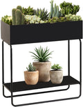 Metal Raised Garden Bed 23.6W x 9.8D x 25.6H inches with Storage Shelf Powder Coated Planter Box Floor Standing Indoor and Outdoor