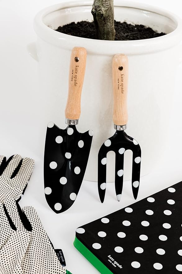 Kate Spade New York 2 Piece Gardening Hand Tools Cute Garden Tool Set Includes Hand Rake and Trowel for Mother's Day Gifting Picture Dot