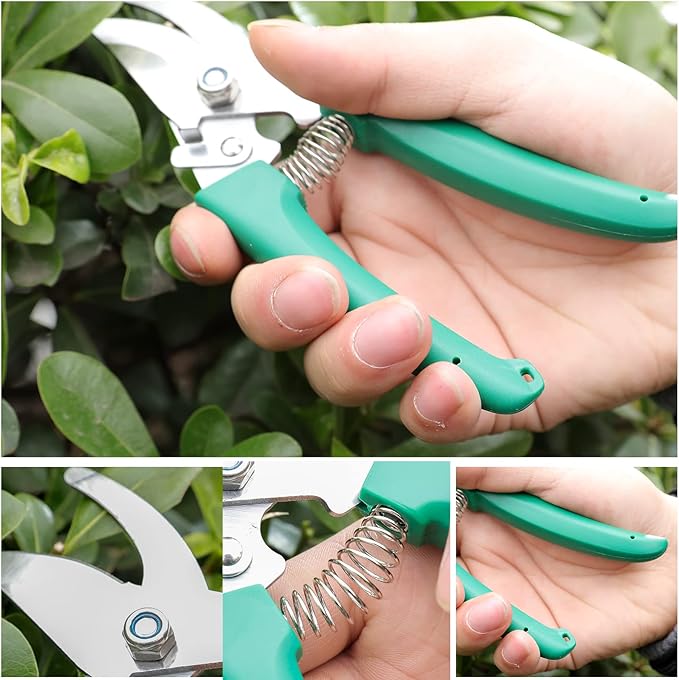 11 Pcs Garden Tools Set with Gloves Heavy Duty Trowel Rake Weeder Pruner Shears Sprayer with Ergonomic Handle Garden Hand Tools with Carrying Case Gardening Gifts for Women Men Green