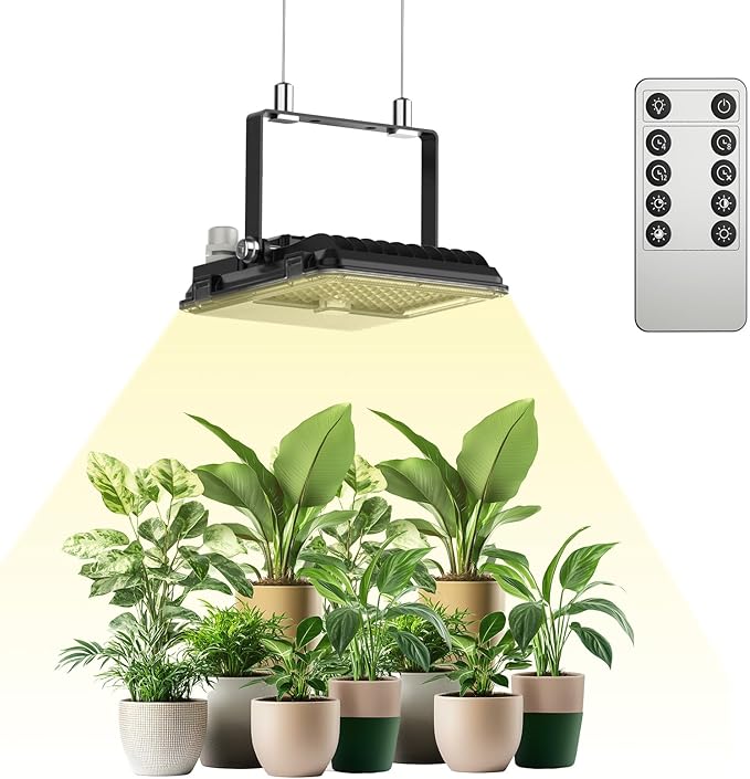 SANSI Dimmable LED Grow Light 3000K 5000K 660nm 730nm Full Spectrum 45W (340W Equiv.) with Remote Auto On Off Timing 4 8 12 Hrs IP65 Waterproof Plant Light