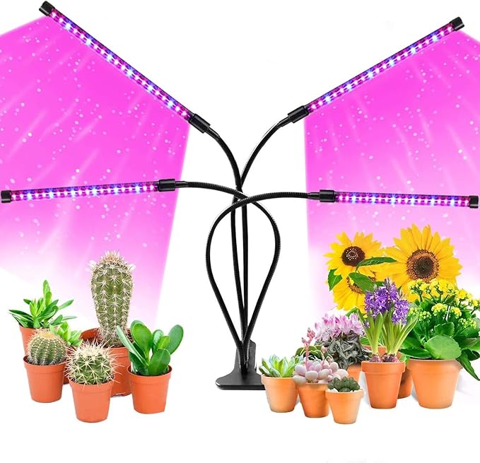 Grow Lights for Indoor Plants Growing 3/9/12h Timer &amp 10 Dimmable Levels Full Spectrum 40W LED Red Blue Light Plant Grow Lamp for Home Greenhouse Plant Lighting Flexible Adjustable Gooseneck Cl