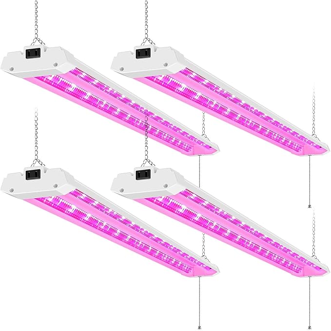 AntLux 4FT LED Grow Lights 50W Full Spectrum Integrated 4 Foot Growing Lamp Fixtures for Greenhouse Hydroponic Indoor Plant Seedling Veg and Flower Plug in on/Off Pull Chain Included 4 Pack