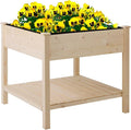 36'' x 36'' Raised Garden Bed with Storage Shelf 2 Tiers Elevated Wooden Planter Box Stand for Vegetable Flower Herb Patio Balcony and Backyard