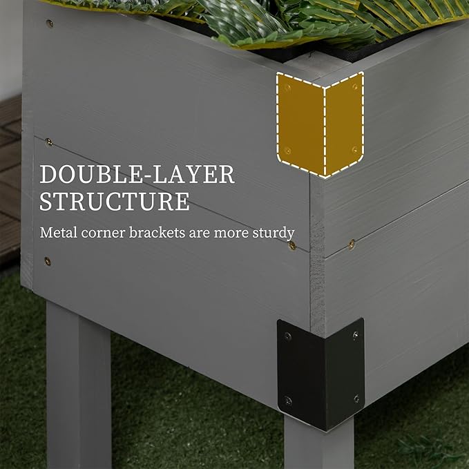 Raised Garden Bed with Trellis - 2 Tier Wooden Elevated Planter Box with Legs and Metal Corners - Ideal for Vegetables Flowers Herbs