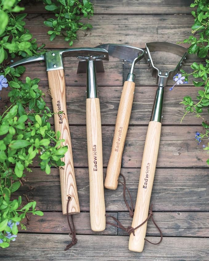 Hoe and Cultivator Garden Rake Hand Tiller Tool Wood Handle Double Sided Cultivator Versatile Tool for DiggingLoosening SoilWeedingBreaking Up SoilCultivatingPreparing Seedbeds Combination Garden
